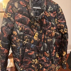 Bernardo Black Floral Quilted Puffer Jacket